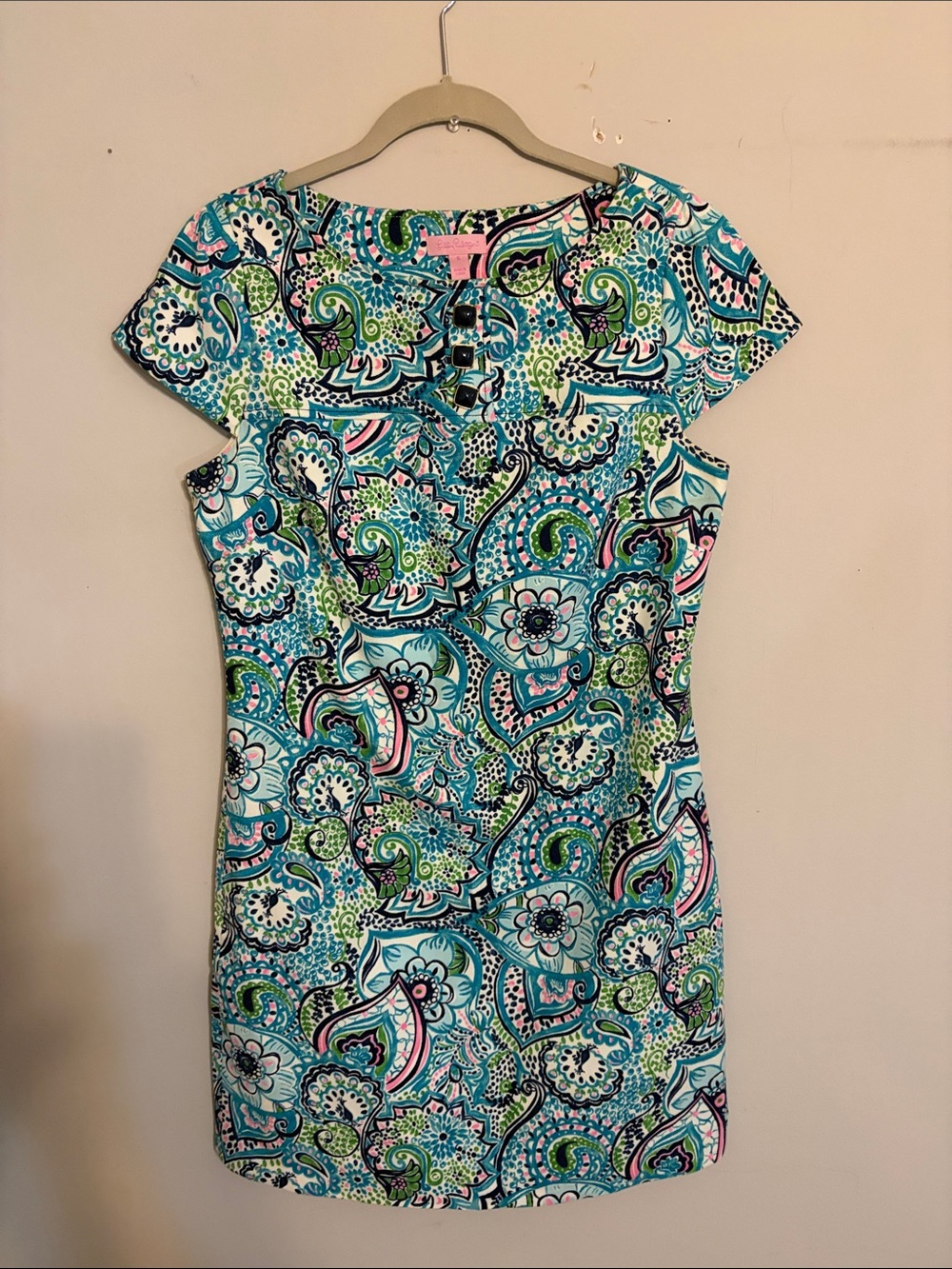 Lilly Pulitzer Teal, Green & Pink Paisley Sheath Dress